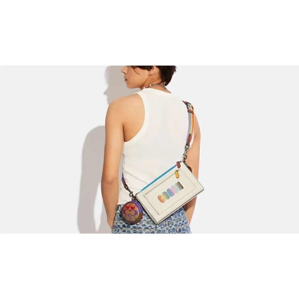 NWT Coach C9854 Holden Crossbody Rainbow Coach Gunmetal Chalk Multi Pride